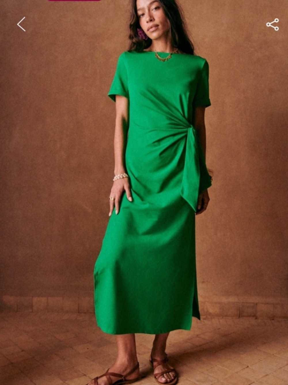 Sezane Pippa Vibrant Green Organic Cotton Long Dress